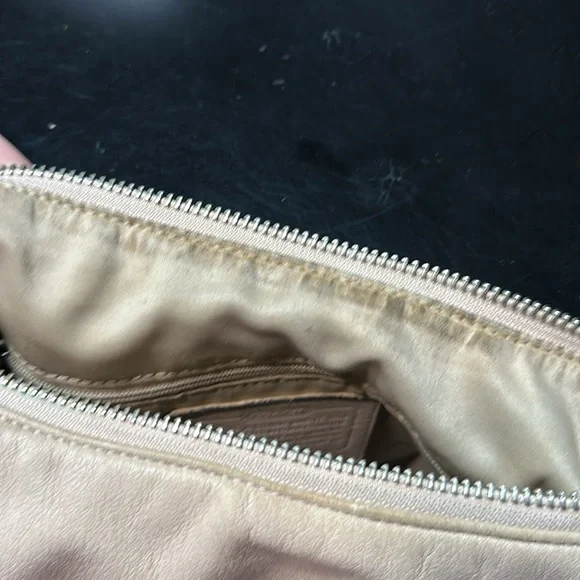 Coach Kristin Leather Hobo Shoulder Bag Purse Champagne Soft Leather !!AS IS!! - Picture 12 of 15